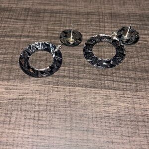 EC vintage earring cosmetic costume silver black 70s 80s backs not included